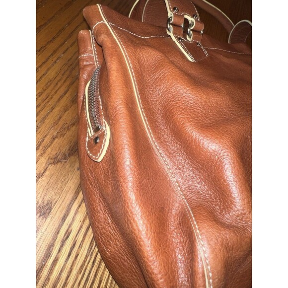 Cole Haan Purse Brown Leather Shoulder Tote Bag Rivets Stitch Y2K Boho Vintage - Picture 7 of 16